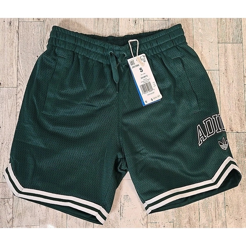 Adidas Shorts SMALL Youth Boys Mesh Athletic Collegiate Green NEW